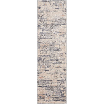 Rustic Textures RUS04 Modern Abstract Distressed Shimmer Carved Hi-Low Textured Durable Polyblend Short-Pile Beige/Ivory/Grey/Steel Blue Runner-Nourison-Rug Love - The Most Loved Rug Store